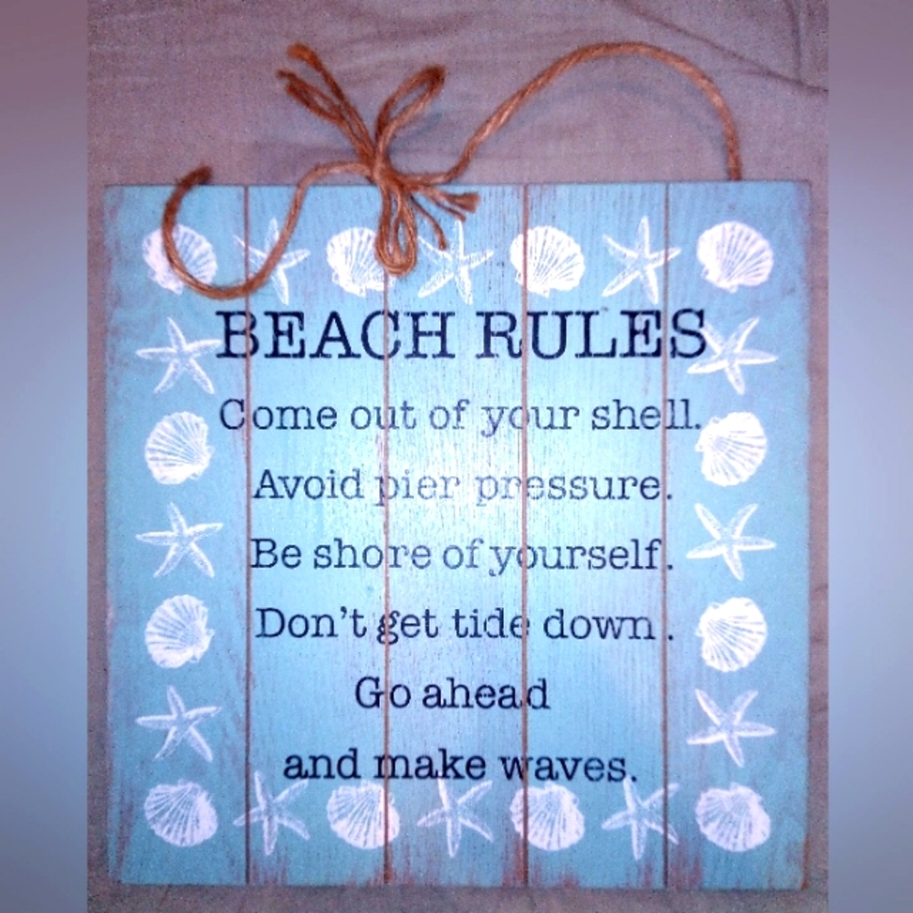 Teenager Gift Beach Rules Wall Decor NEW Seashore theme decor